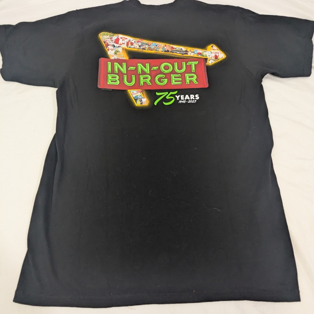 In-N-Out Burger 75 Year Anniversary Black T-Shirt Size Medium Unisex